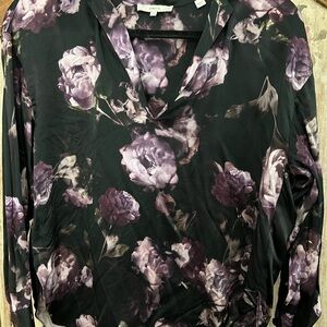 Vince Pink and Purple Graphic Long Sleeve Blouse